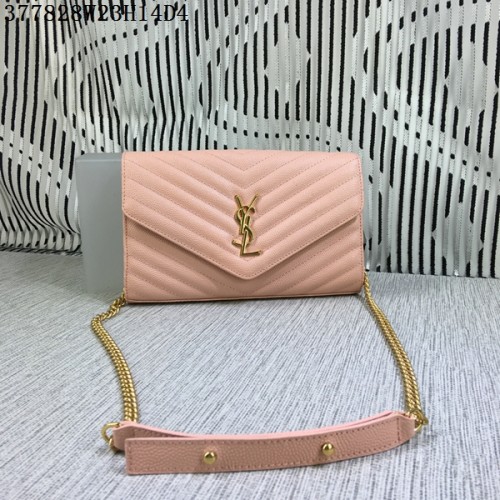 Klasická monogramová klopová kabelka YSL s vzorem Cannage Y377828L růžová