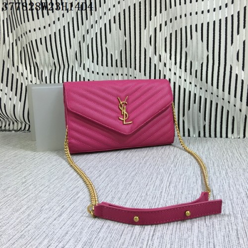 Klasická monogramová klopová kabelka YSL s vzorem Cannage Y377828L růžová