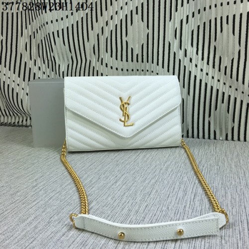 Klasická monogramová klopová kabelka YSL s vzorem Cannage Y377828L bílá