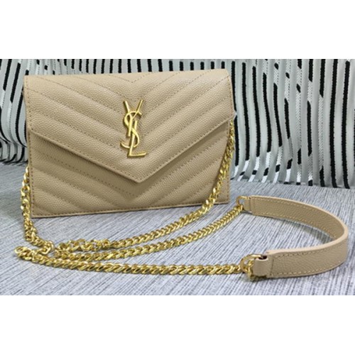 YSL Klasická monogramová klopová kabelka s chlopní Cannage Pattern Y377828S Meruňková