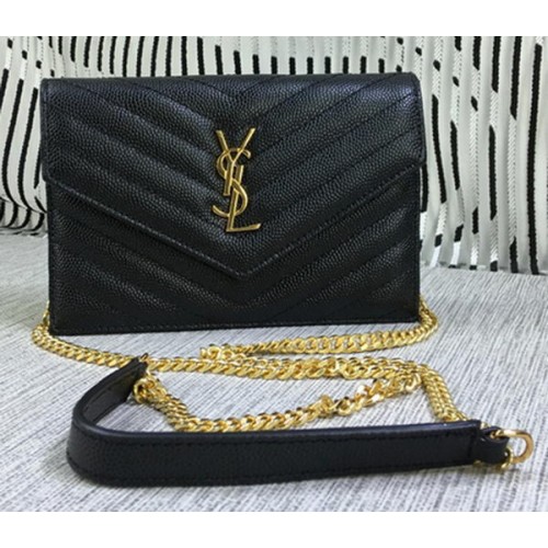Klasická monogramová klopová kabelka YSL s vzorem Cannage Y377828S černá