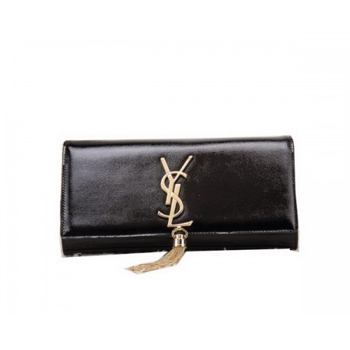 Klasická monogramová kabelka z lakované kůže YSL Y8908 černá
