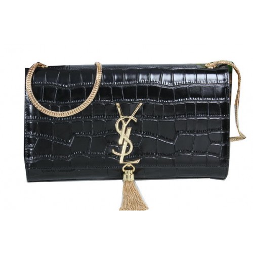 Kabelka přes rameno YSL Monogram Crossbody z krokodílí kůže Y311214 černá