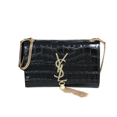 Kabelka přes rameno YSL Monogramme Crossbody z krokodílí kůže Y311218 černá
