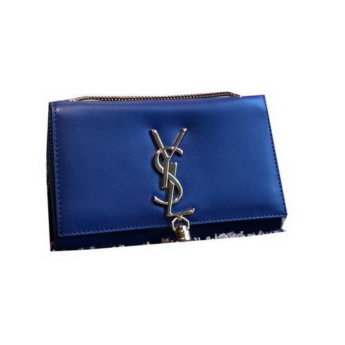 Kabelka přes rameno YSL Monogramme Crossbody z hladké kůže Y311218 modrá