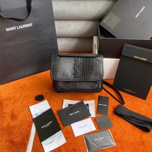 Dětské boty YSL NIKI Z KŮŽE S RELIŠEM KROKODÝLÍHO VZORU 533037 černé