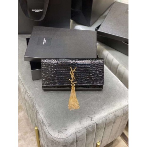 Kabelka YSL Saint Laurent střední velikosti Kate Y306079 černo-zlatá s kováním