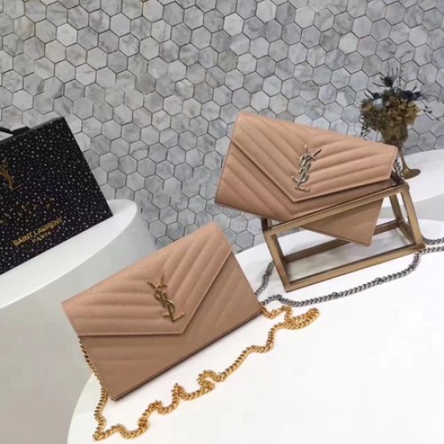 YSL WOC Classic Monogramme Flap Bag Cannage Pattern Y1003 Meruňka