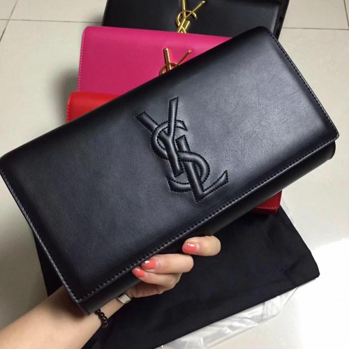 Yves Saint Laurent Belle De Jour Leather Leather Clutch Y7145 Black