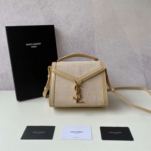 Yves Saint Laurent CASSANDRA kabelka s malým vrchním uchem z zapleteného tvídu Y622061-1 přírodní béžová