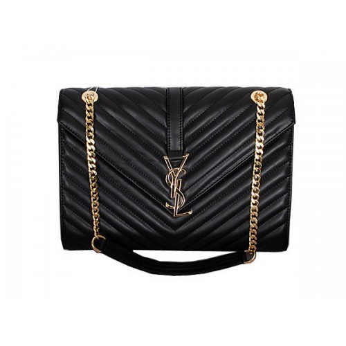 Klasická monogramová kabelka s klopou Yves Saint Laurent Y8245 černá