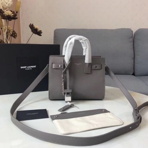 Klasická taška Yves Saint Laurent Sac De Jour Z telecí kůže Y398711 Šedá