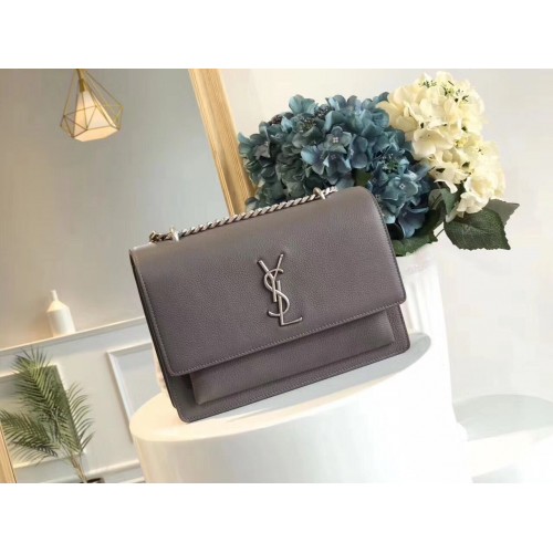Yves Saint Lauren Crossbody Original Leather Shoulder Bag Y8607 Šedá
