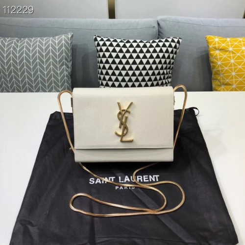 Yves Saint Lauren Kate mini originální kožená kabelka přes rameno Y593122 bílá