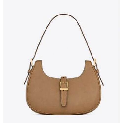 Yves Saint Laurent LE FERMOIR TAŠKA HOBO V LESKLÉ KŮŽI 6726152 HNĚDÉ ZLATÁ