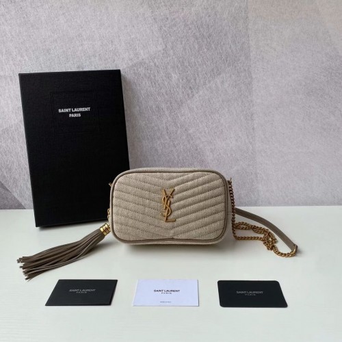 Yves Saint Laurent MINI PROŠÍVANÁ TAŠKA Y681158 šedá