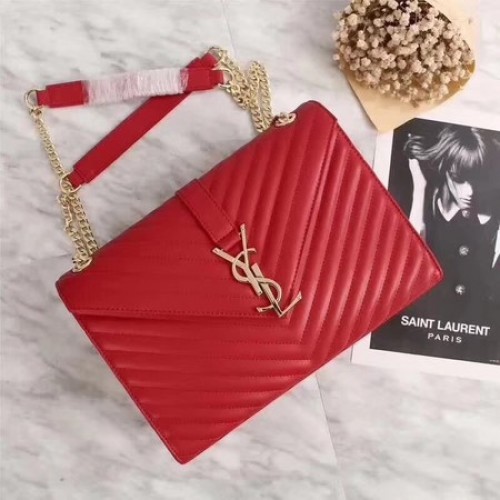 Yves Saint Laurent MONOGRAMME taška přes rameno z telecí kůže 26588 červená