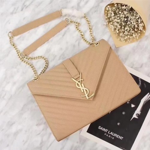 Yves Saint Laurent MONOGRAMME Cannage Patterns taška přes rameno 26588 Apricot