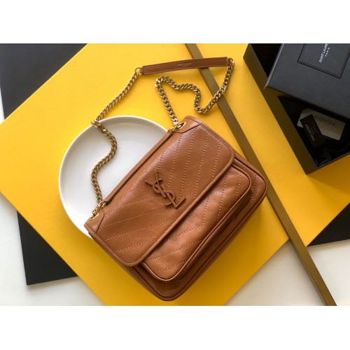 Střední kabelka Yves Saint Lauren Niki Chain 498894 Hnědá