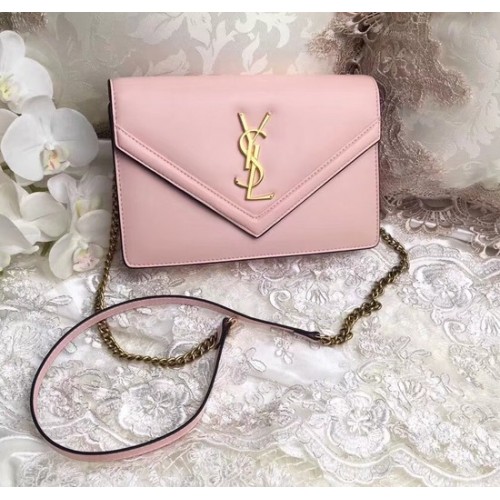 Kabelka Yves Saint Laurent Monogramme z telecí kůže crossbody 2569 růžová