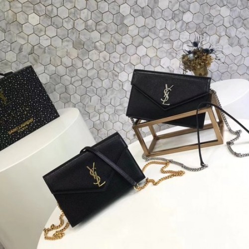 Originální kožená kabelka přes rameno Yves Saint Laurent 2822 černá