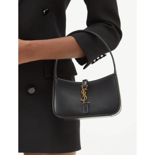 Originální kožená mini kabelka přes rameno Yves Saint Laurent LE5A7 černá