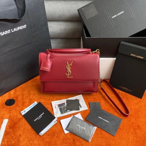 Střední kabelka Yves Saint Laurent SUNSET z hladké kůže 442906 červená