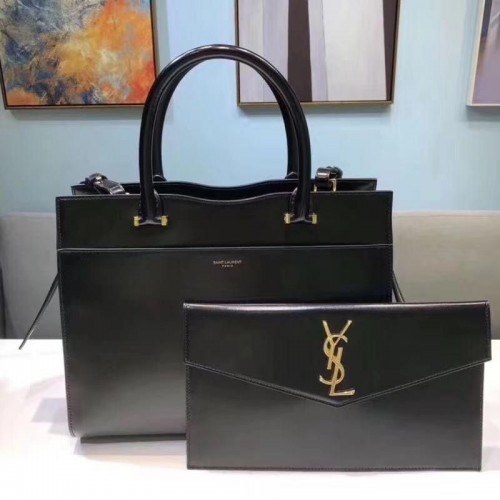 Yves Saint Laurent UPTOWN kabelka s horní rukojetí z telecí kůže 557653 černá