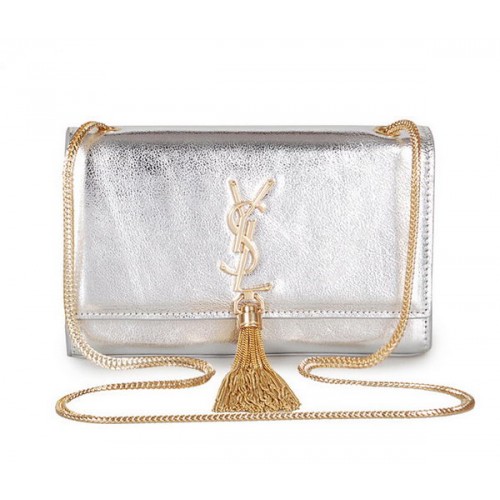 Mini kabelka přes rameno Yves Saint Lauren Monogram 326076 stříbrná