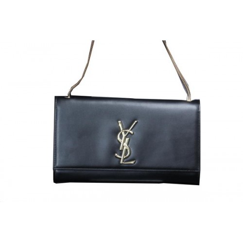 Yves Saint Lauren mini monogramová kabelka přes rameno z hladké kůže Y009 černá