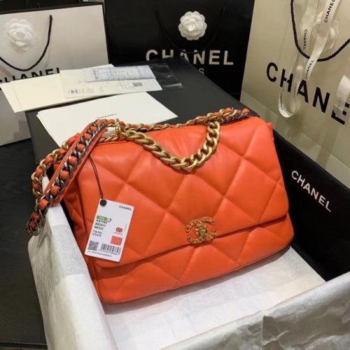 Velká klopová kabelka Chanel 19 AS1162 oranžová