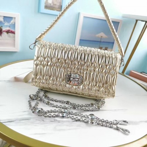 Kabelka přes rameno Miu Miu Matelasse z kůže Nappa 5BP012M zlatá